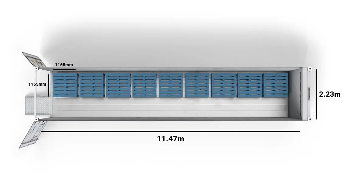 9 CHEP-Pallets in a 40ft Horizon